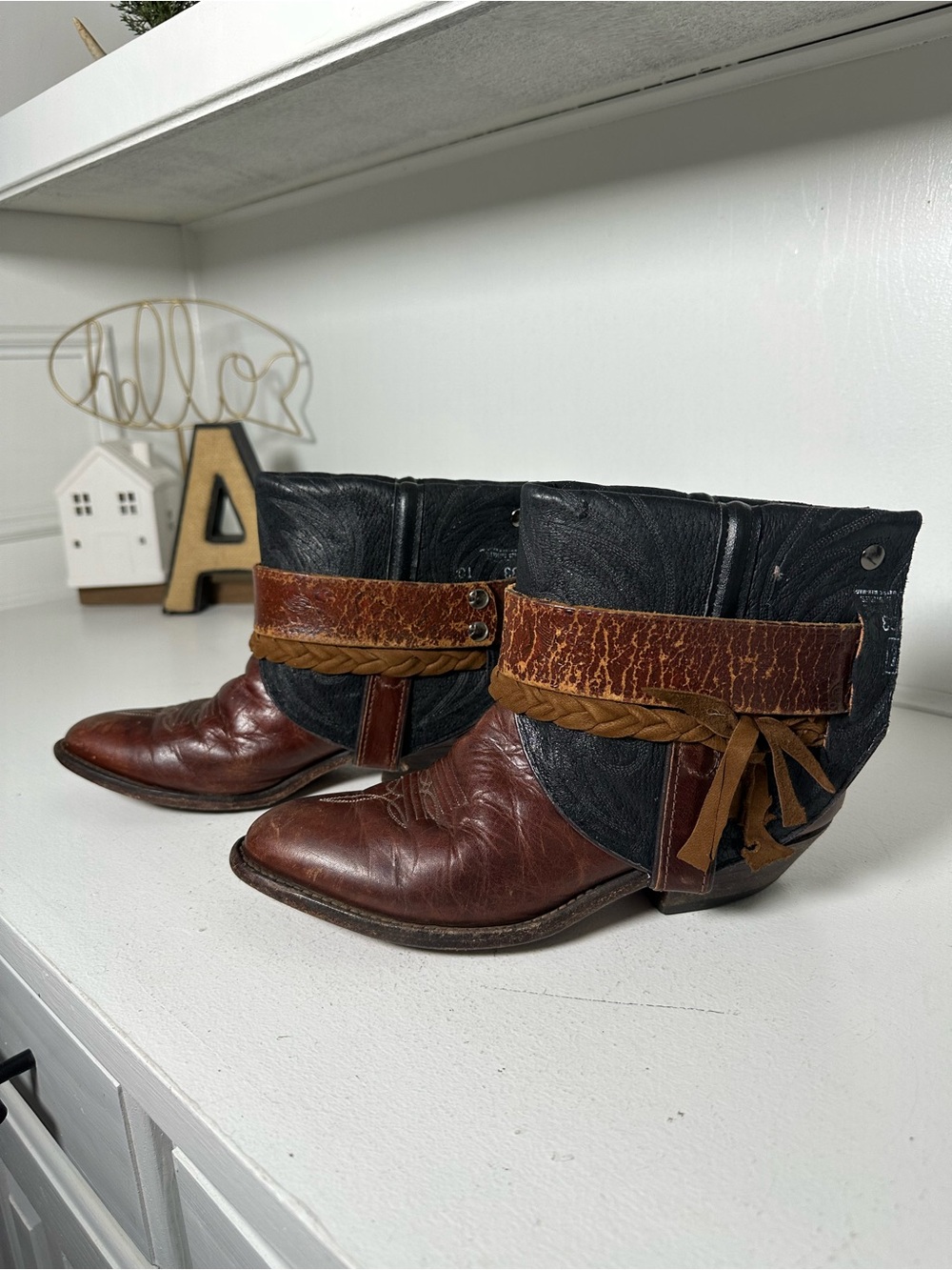 Canty Boots Upcycled Code West Ankle Boots Womens 7 Western Boho Festival Rare
